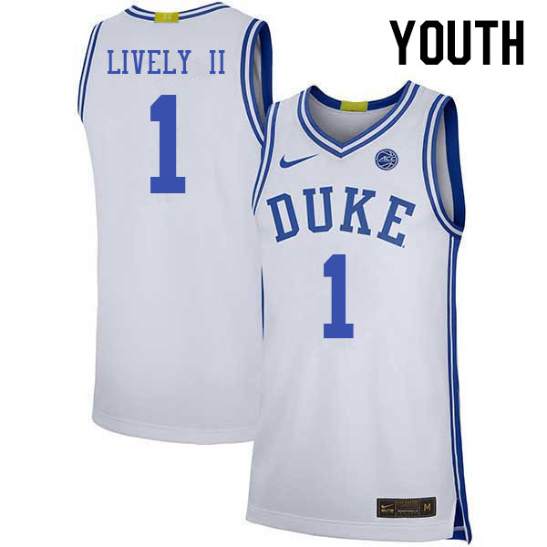 Youth #1 Dereck Lively II Duke Blue Devils 2022-23 College Stitched Basketball Jerseys Sale-White